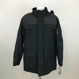 Free Country Herringbone Parka Coat Hood with Faux Fur Trim M